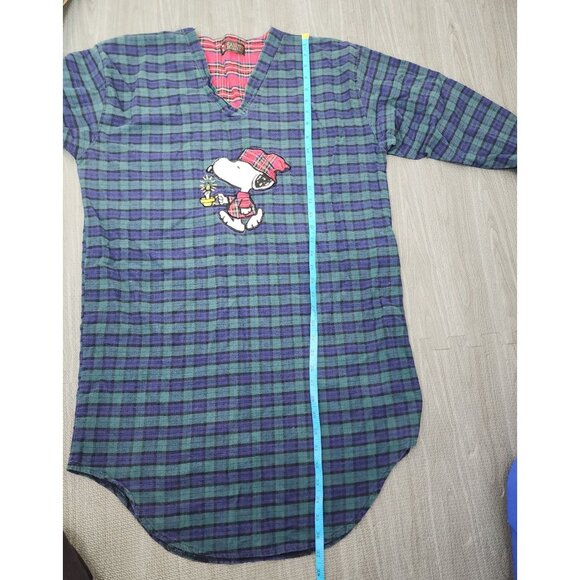 HTF Women's Vintage UFS Inc Peanuts Collection Snoopy Plaid Flannel Night Gown M - Picture 8 of 9